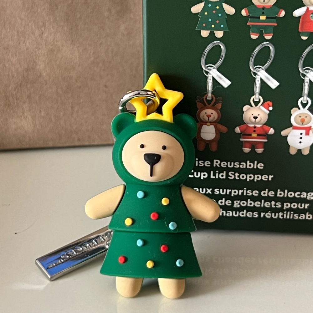 Starbucks Christmas Tree Bear Hot Cup Lid Stopper